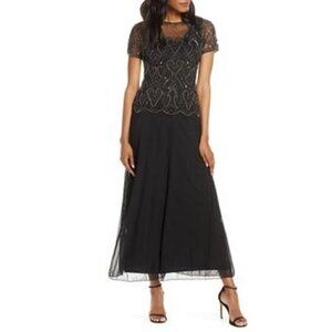 NWOT Pisarro Nights Womens Embellished Beaded Sequin Mesh dress sz 4